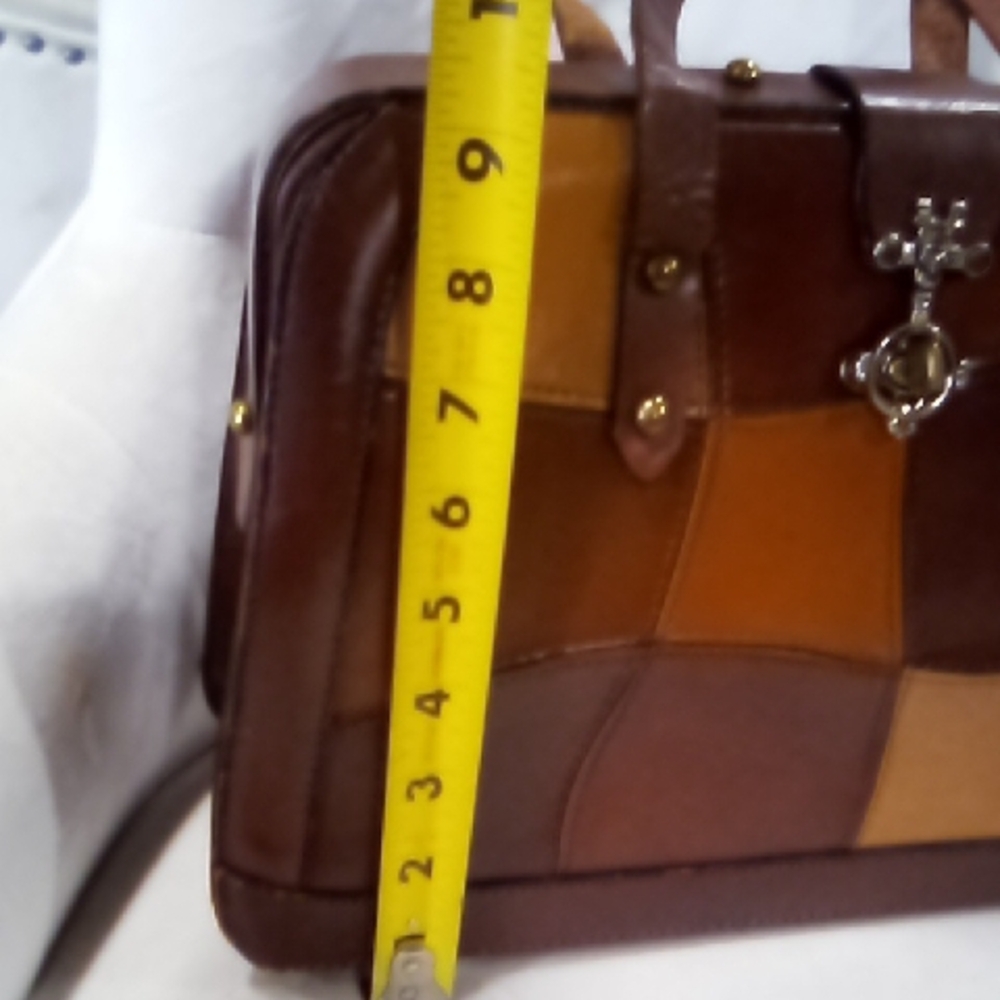 Elegant Leather Patchwork Satchel - image 8